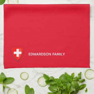 Switzerland Swiss Coat of arms monogrammed Kitchen Towel
