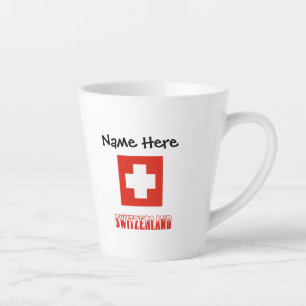 Switzerland Swiss Flag Black Personalization  Latte Mug