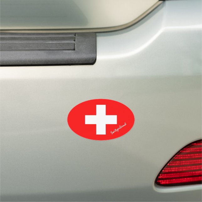 Switzerland & Swiss Flag bumper car travel sticker Car Magnet (In Situ)
