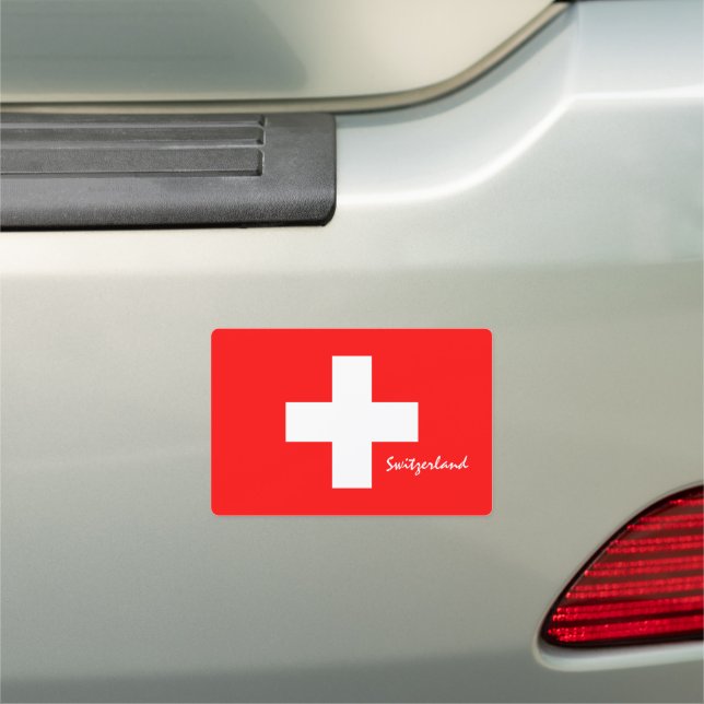 Switzerland & Swiss Flag bumper car travel sticker Car Magnet (In Situ)