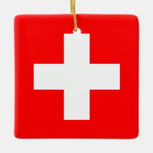 Switzerland Swiss Flag  Ceramic Ornament