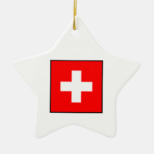 Switzerland - Swiss Flag Ceramic Ornament