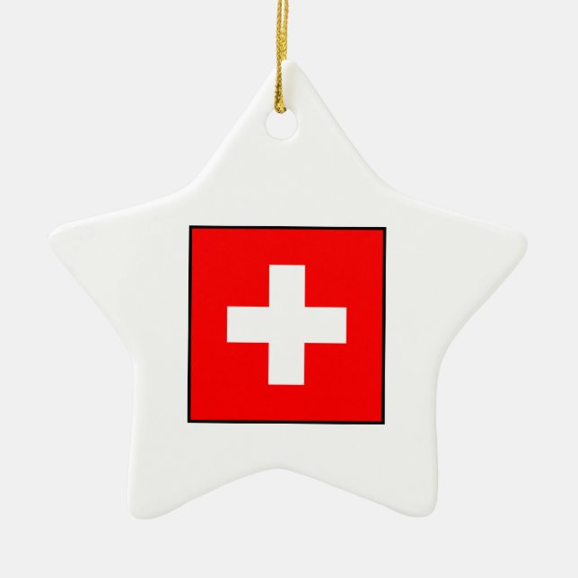 Switzerland - Swiss Flag Ceramic Ornament (Front)