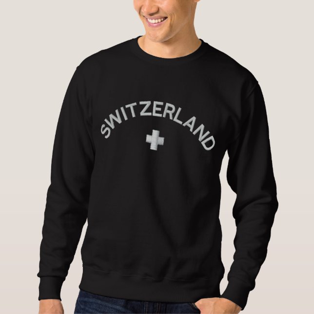 Switzerland - Swiss Flag Cross Embroidered Sweatshirt (Front)