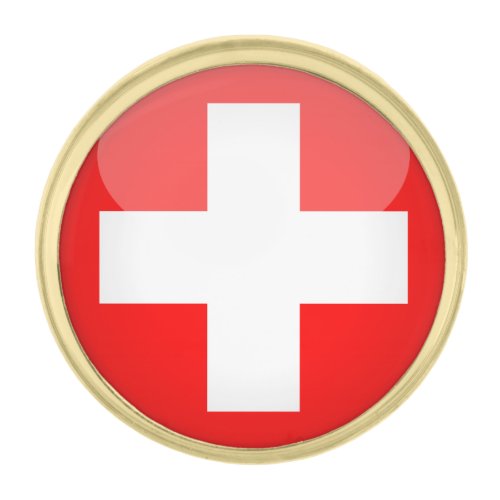 Switzerland  Swiss Flag Cross fashion  business Gold Finish Lapel Pin
