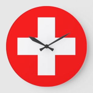 Switzerland (Swiss) Flag Large Clock