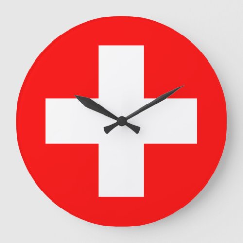 Switzerland Swiss Flag Large Clock