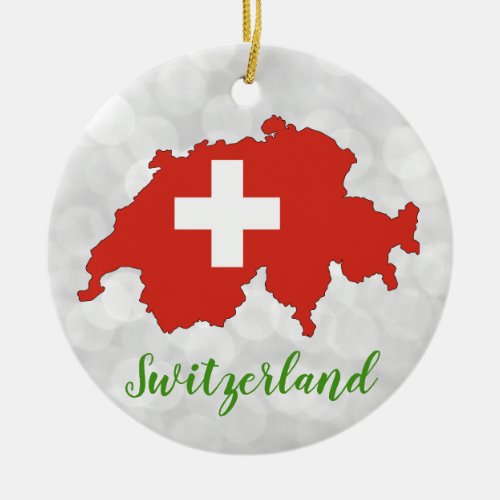 Switzerland Swiss Flag Map Christmas Ceramic Ornament