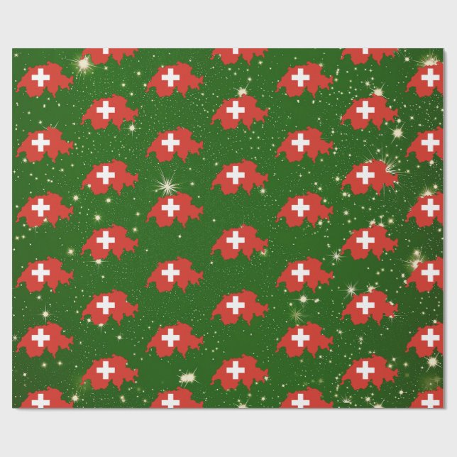 Switzerland Swiss Flag Map Christmas Wrapping Paper (Flat)