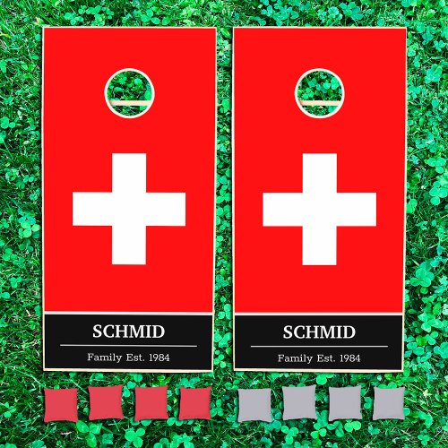 Switzerland  Swiss Flag personalized  Family fun Cornhole Set