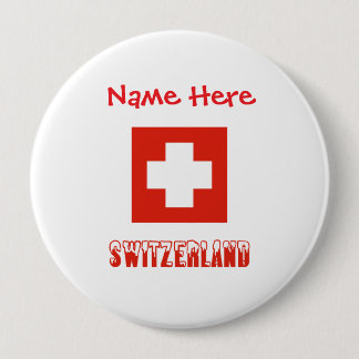Switzerland Swiss Flag Red Personalization  Button