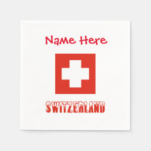 Switzerland Swiss Flag Red Personalization Paper Napkins