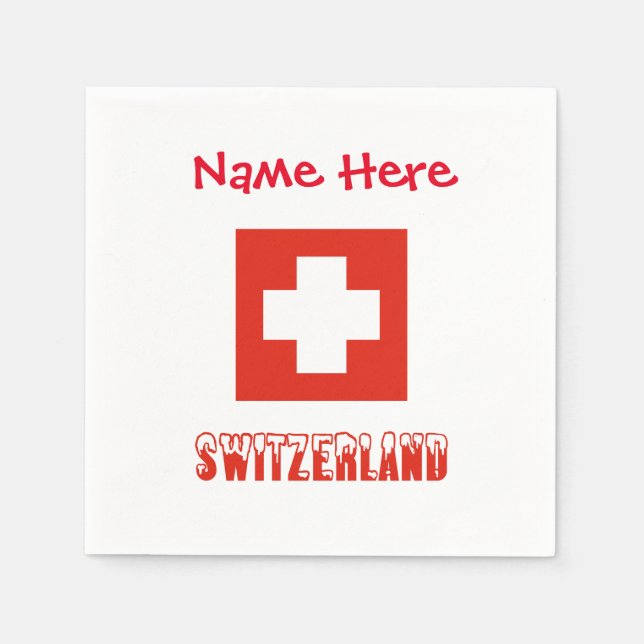 Switzerland Swiss Flag Red Personalization Paper Napkins (Front)