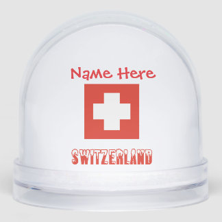 Switzerland Swiss Flag Red Personalization  Snow Globe