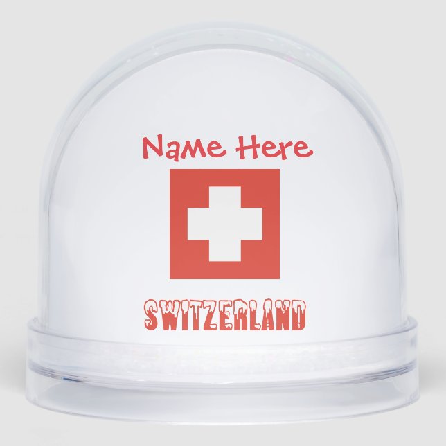 Switzerland Swiss Flag Red Personalization  Snow Globe (Front)