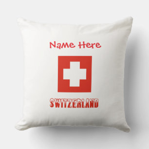 Switzerland Swiss Flag Red Personalized Throw Pillow
