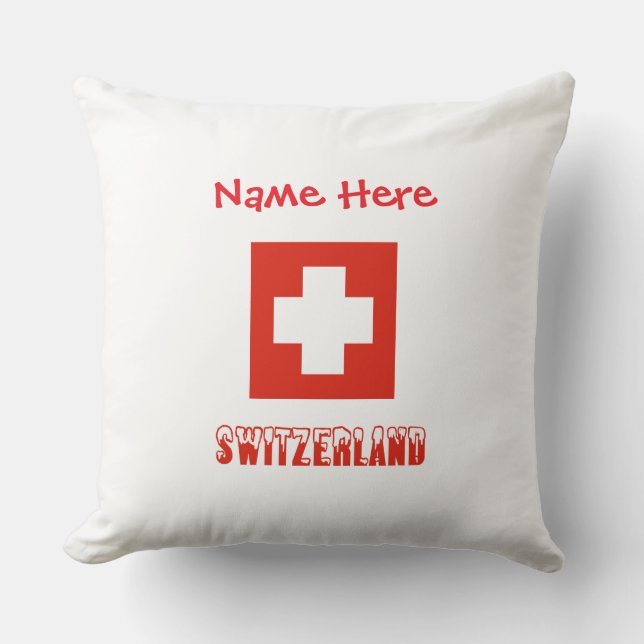 Switzerland Swiss Flag Red Personalized  Throw Pillow (Front)