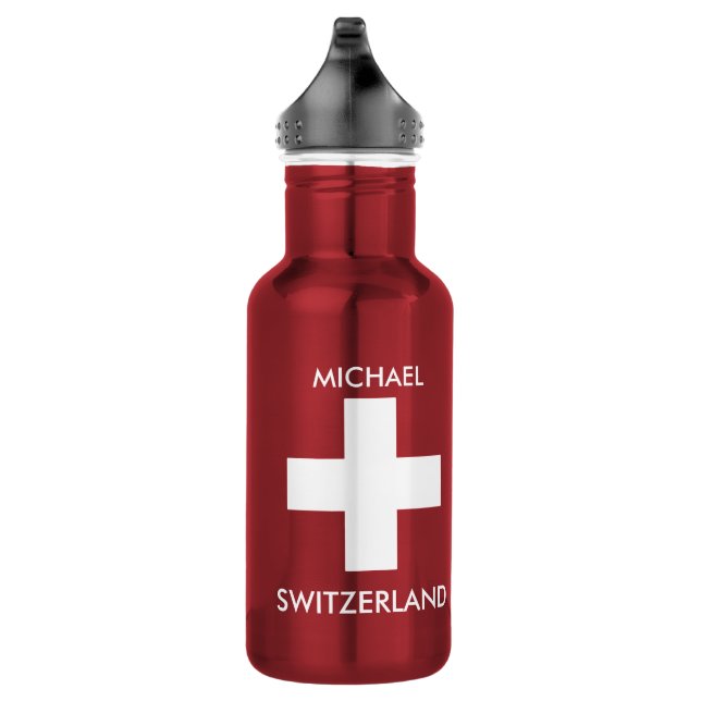 Switzerland Swiss flag red travel personal Stainless Steel Water Bottle (Right)
