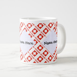 Switzerland Swiss Flag Tiled Personalized  Giant Coffee Mug