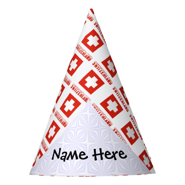 Switzerland Swiss Flag Tiled Personalized Name  Party Hat (Front)