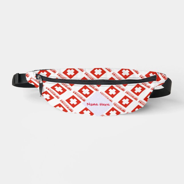 Switzerland Swiss Flag Tiled Red Personalization  Fanny Pack (Front)