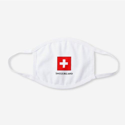 Switzerland Swiss Flag  White Cotton Face Mask