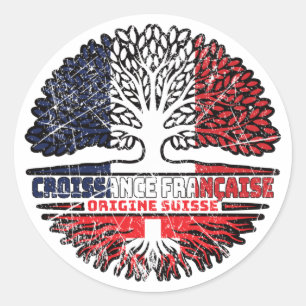 Switzerland Swiss French France Tree Roots Flag Classic Round Sticker