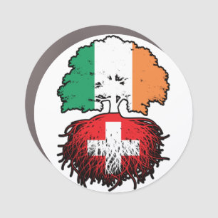 Switzerland Swiss Irish Ireland Tree Roots Flag Car Magnet