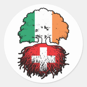 Switzerland Swiss Irish Ireland Tree Roots Flag Classic Round Sticker