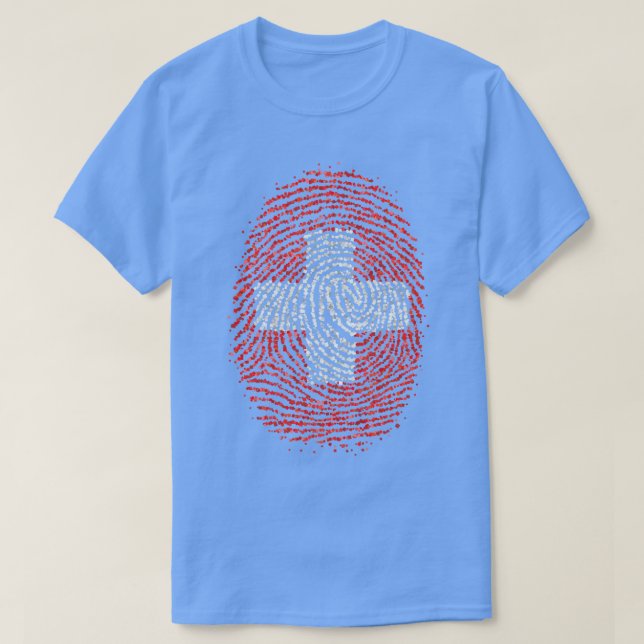 Switzerland Swiss Swiss Fingerprint Flag T-Shirt (Design Front)