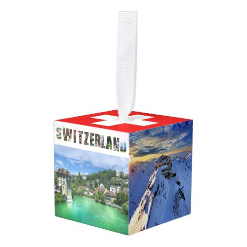 Switzerland Swiss Travel Photos Christmas Cube Ornament