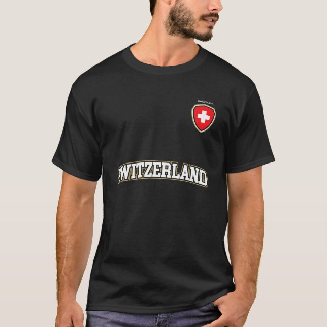 Switzerland Team Sports Soccer Swiss Flag Jersey T-Shirt (Front)