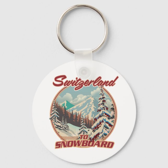 Switzerland to Snowboard Keychain (Front)