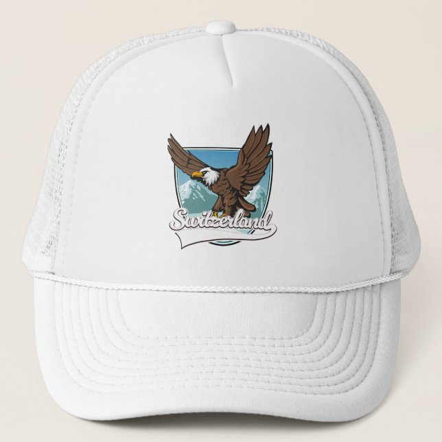 Switzerland Travel Logo Trucker Hat (Front)
