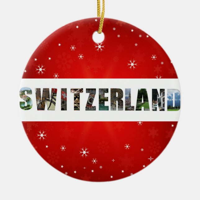 Switzerland Travel Photos Snowflake Christmas Ceramic Ornament (Front)