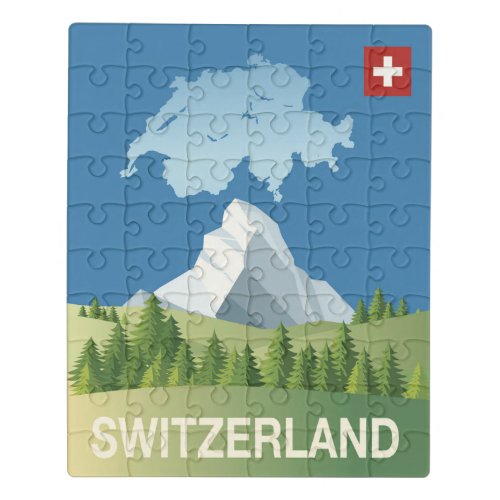 Switzerland Travel Poster Jigsaw Puzzle