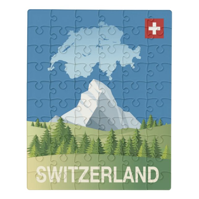Switzerland Travel Poster Jigsaw Puzzle (Puzzle Vertical)