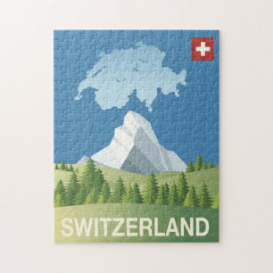 Switzerland Travel Poster Jigsaw Puzzle