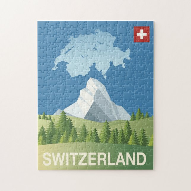 Switzerland Travel Poster Jigsaw Puzzle (Vertical)