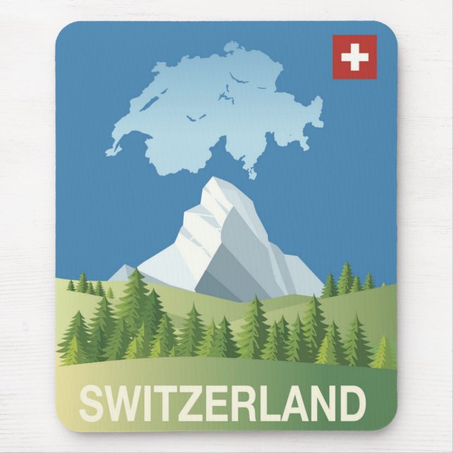 Switzerland Travel Poster Mouse Pad (Front)