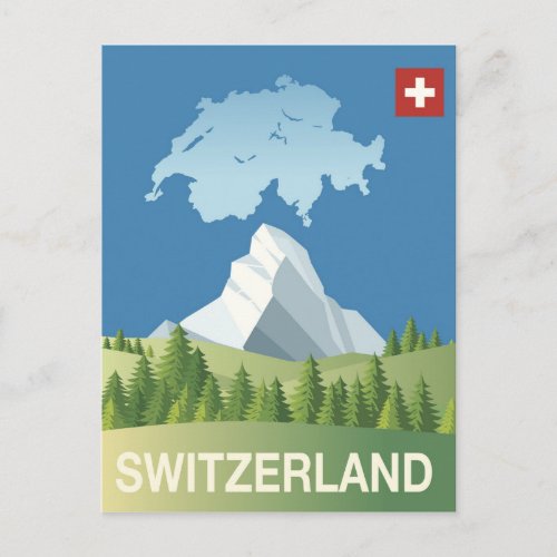 Switzerland Travel Poster Postcard