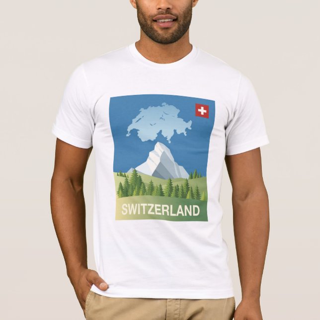 Switzerland Travel Poster T-Shirt (Front)