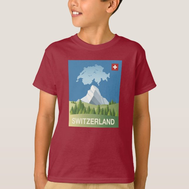 Switzerland Travel Poster T-Shirt (Front)