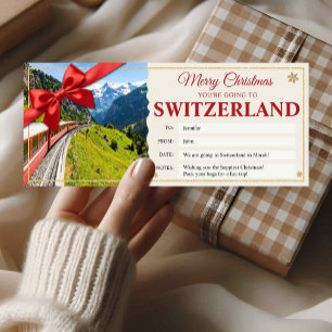 Switzerland Trip Christmas Reveal Gift Ticket Card