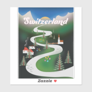 Switzerland Vintage style vacation poster Sticker