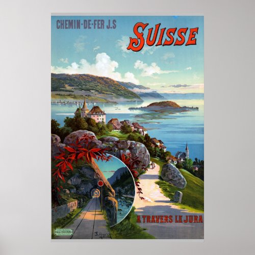 Switzerland Vintage Swiss Tourism Travel Poster