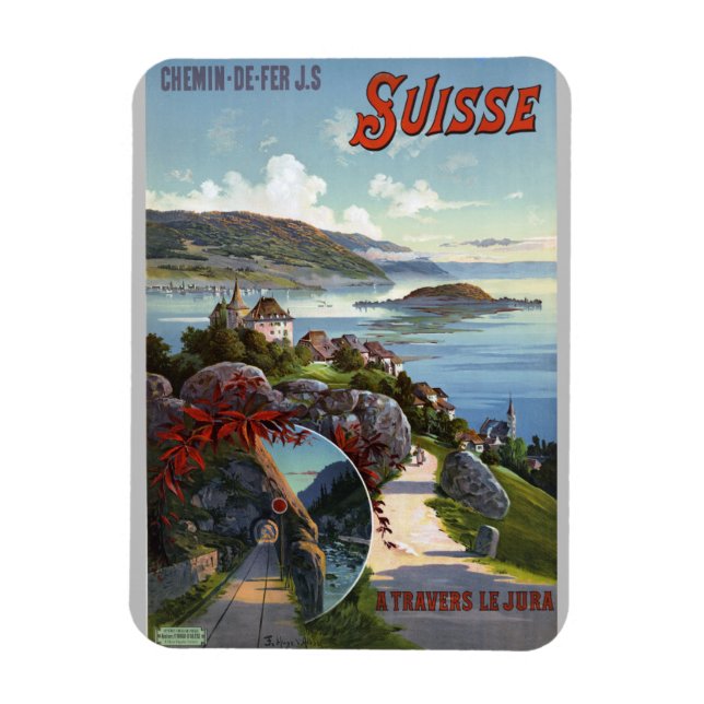 Switzerland Vintage Swiss Tourism Travel Poster Magnet (Vertical)