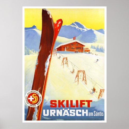 Switzerland Vintage Travel Poster Restored