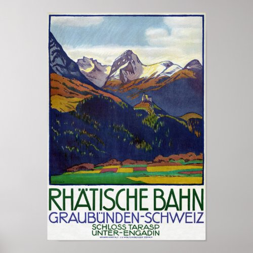 Switzerland Vintage Travel Poster Restored