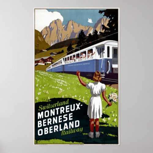 Switzerland Vintage Travel Poster Restored